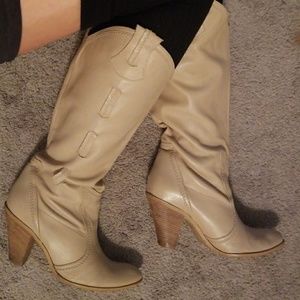 Vintage Leather High Heel Boots